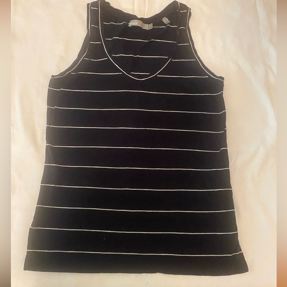 Vince navy white stripe knit tank small